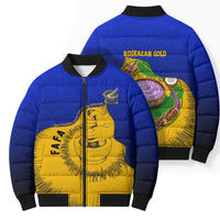 Kosrae Fafa Culinary Heritage Bomber Puffer Jacket Kosraean Gold Taro Tradition Illustration With Coconut Leaves TS04 - Polynesian Pride