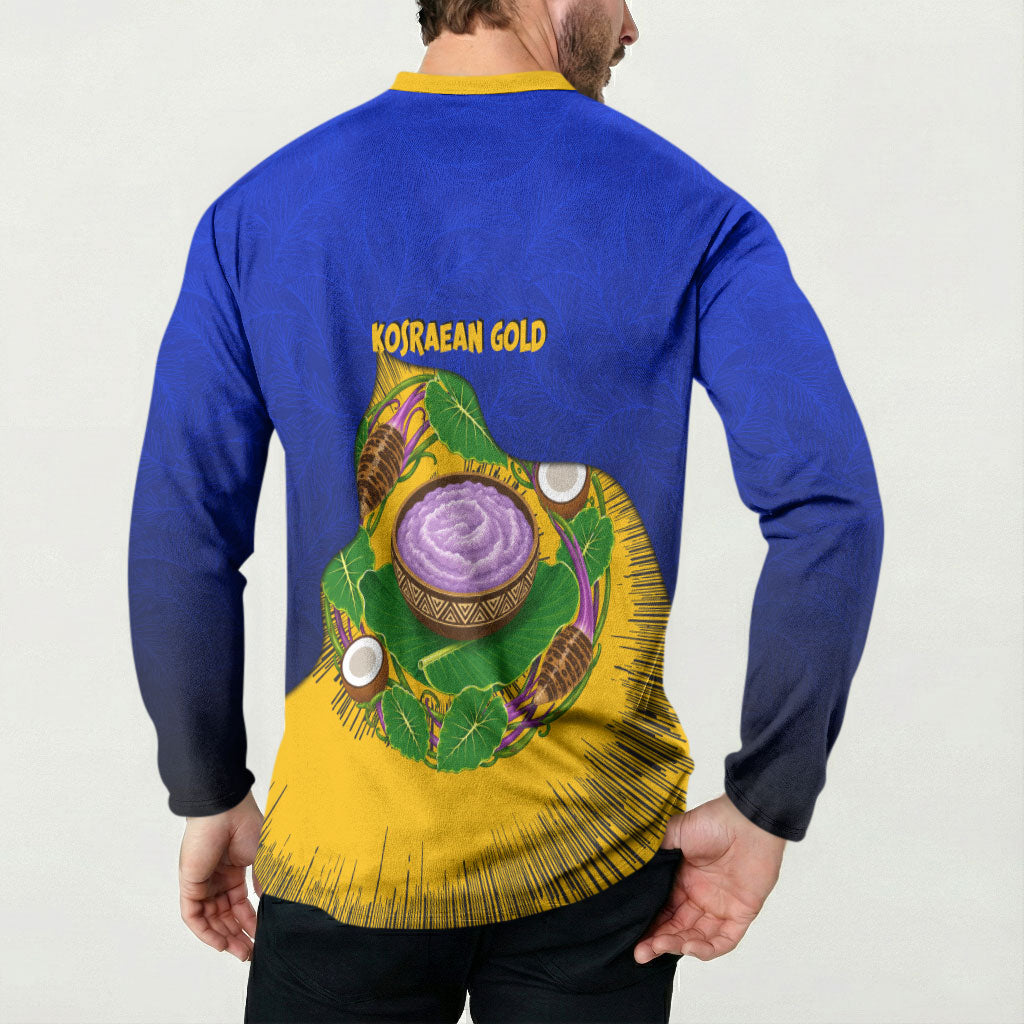 Kosrae Fafa Culinary Heritage Button Sweatshirt Kosraean Gold Taro Tradition Illustration With Coconut Leaves TS04 - Polynesian Pride