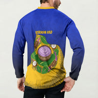 Kosrae Fafa Culinary Heritage Button Sweatshirt Kosraean Gold Taro Tradition Illustration With Coconut Leaves TS04 - Polynesian Pride
