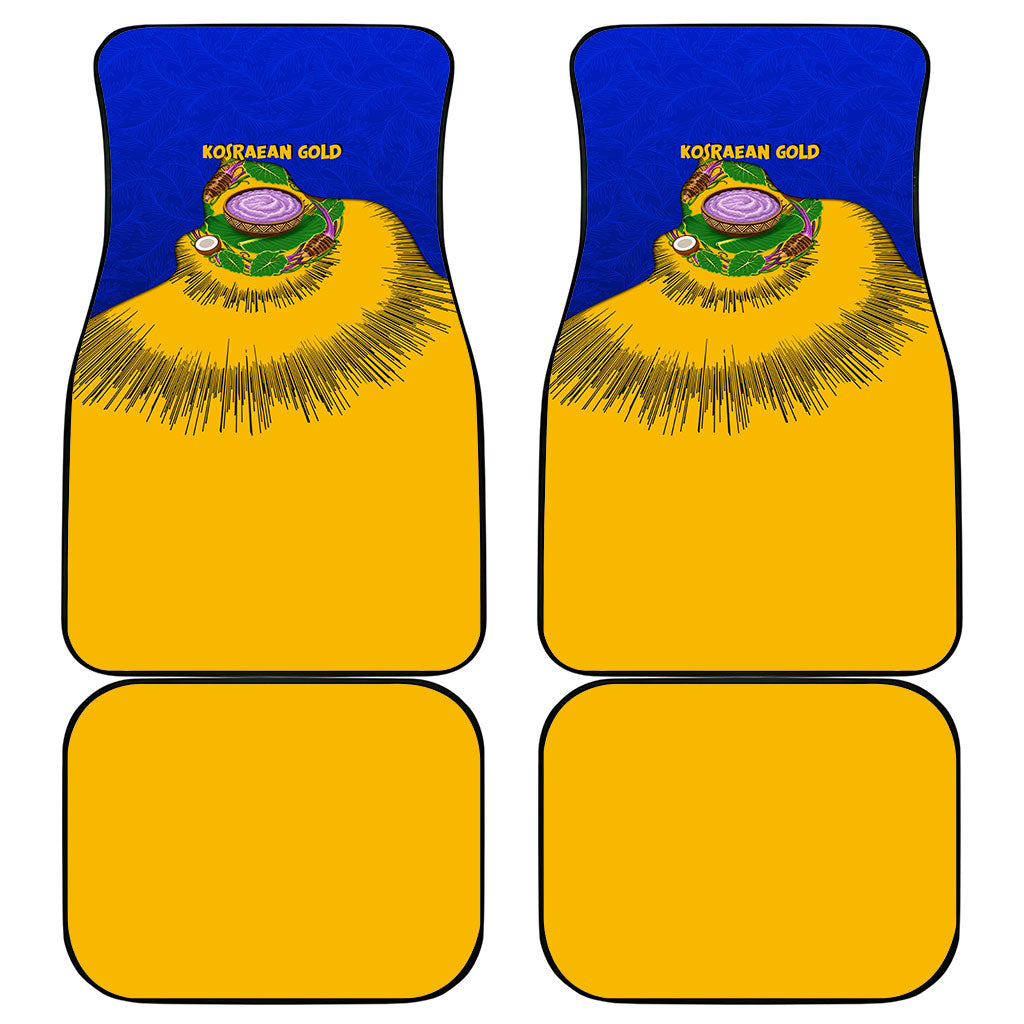 Kosrae Fafa Culinary Heritage Car Mats Kosraean Gold Taro Tradition Illustration With Coconut Leaves TS04 - Polynesian Pride