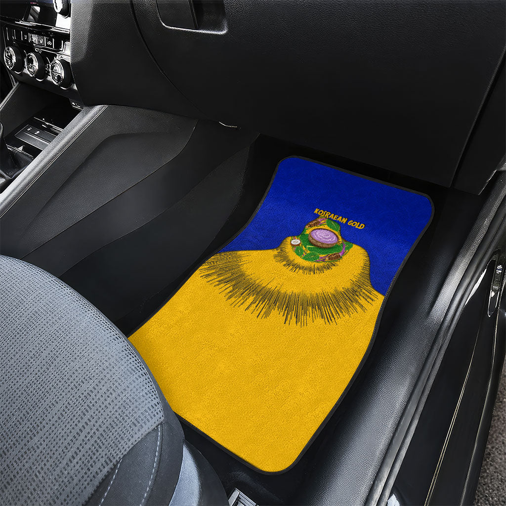 Kosrae Fafa Culinary Heritage Car Mats Kosraean Gold Taro Tradition Illustration With Coconut Leaves TS04 - Polynesian Pride
