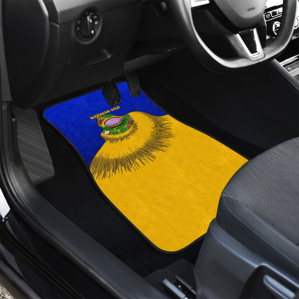 Kosrae Fafa Culinary Heritage Car Mats Kosraean Gold Taro Tradition Illustration With Coconut Leaves TS04 - Polynesian Pride
