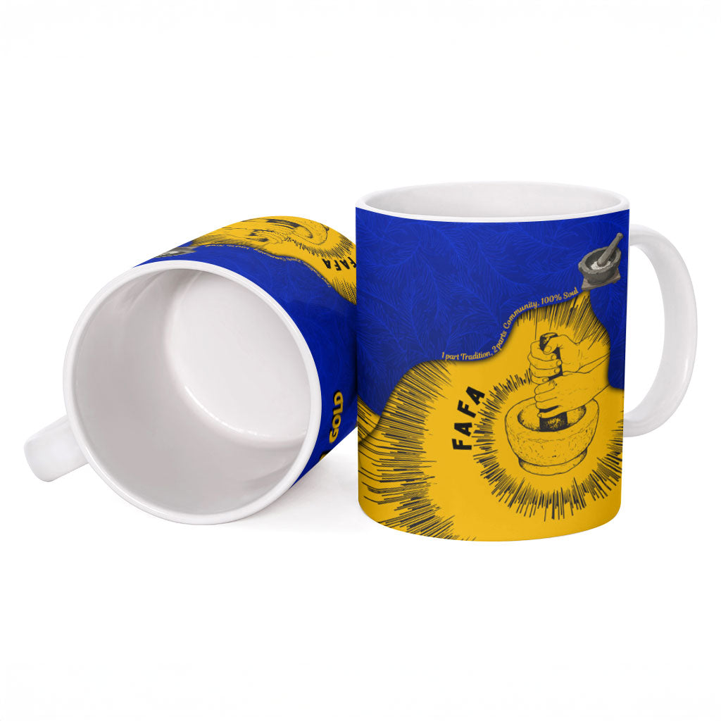 Kosrae Fafa Culinary Heritage Ceramic Mug Kosraean Gold Taro Tradition Illustration With Coconut Leaves TS04 - Polynesian Pride