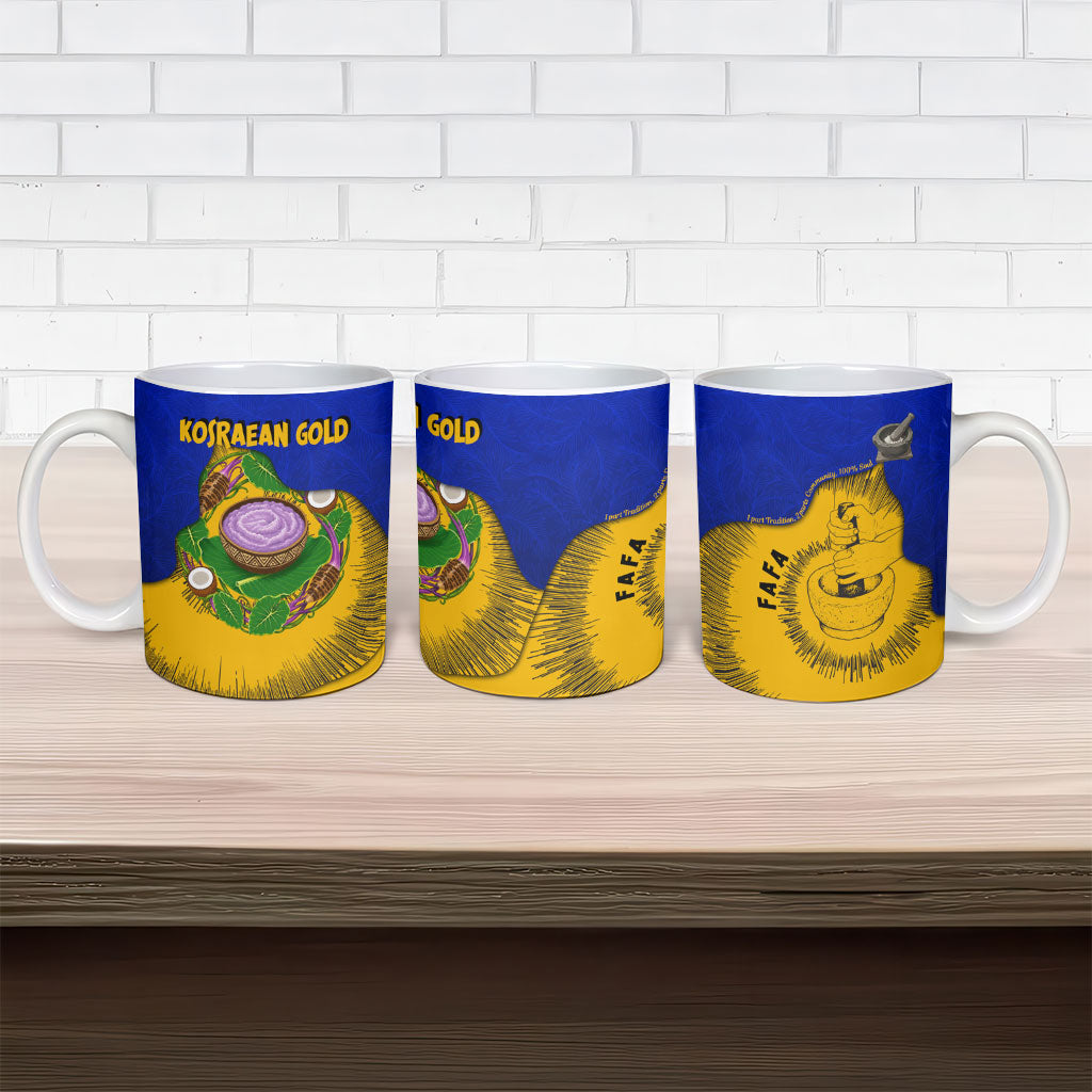 Kosrae Fafa Culinary Heritage Ceramic Mug Kosraean Gold Taro Tradition Illustration With Coconut Leaves TS04 - Polynesian Pride