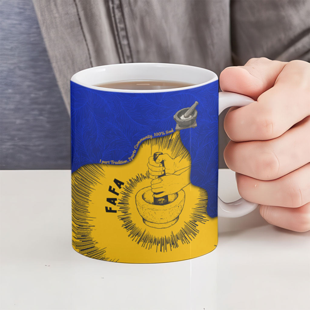 Kosrae Fafa Culinary Heritage Ceramic Mug Kosraean Gold Taro Tradition Illustration With Coconut Leaves TS04 - Polynesian Pride