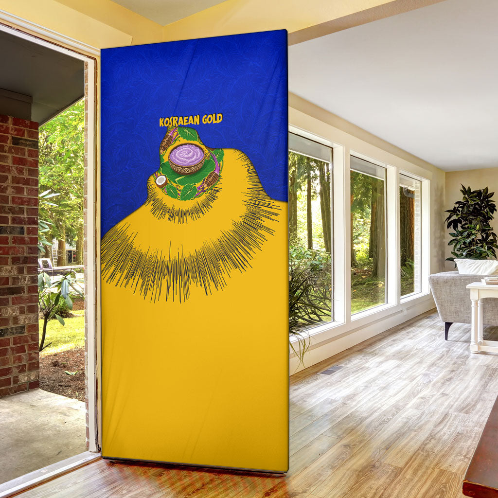 Kosrae Fafa Culinary Heritage Door Cover Kosraean Gold Taro Tradition Illustration With Coconut Leaves TS04 - Polynesian Pride