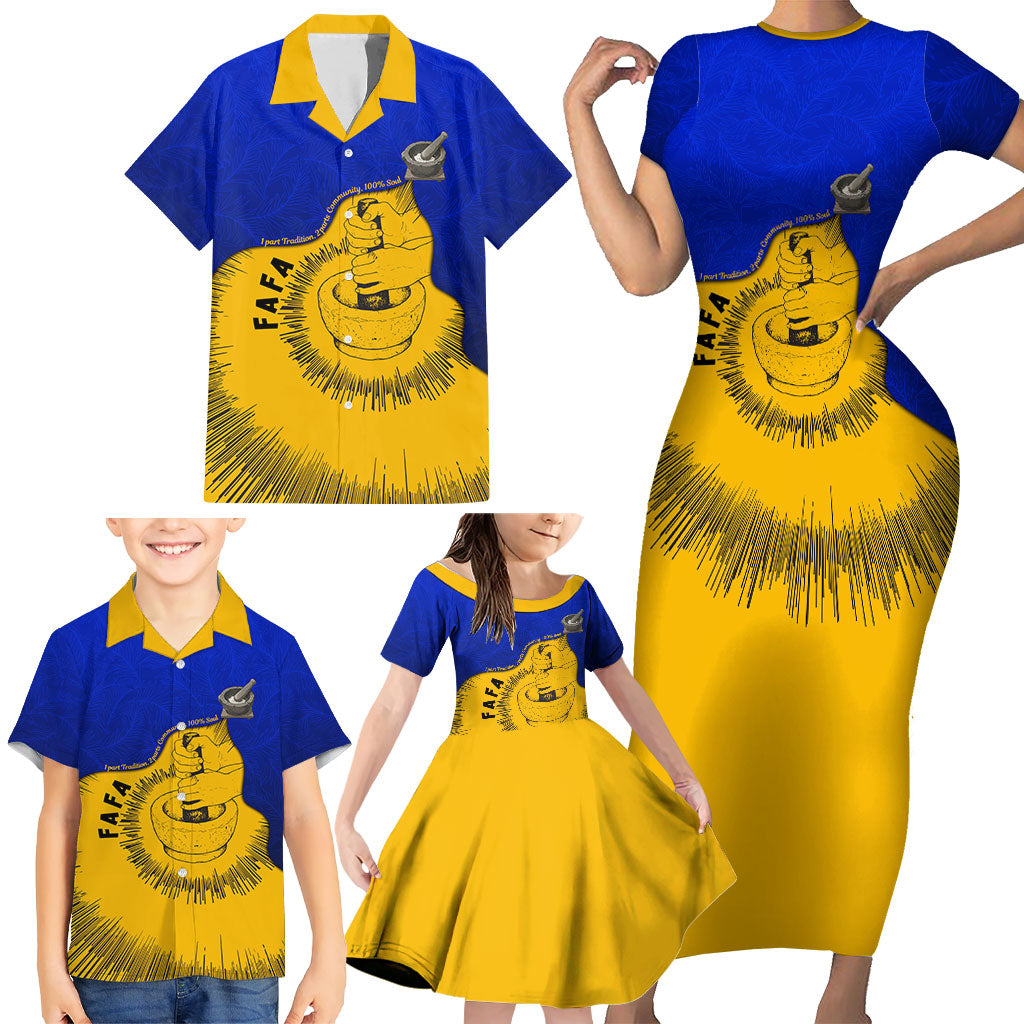 Kosrae Fafa Culinary Heritage Family Matching Short Sleeve Bodycon Dress and Hawaiian Shirt Kosraean Gold Taro Tradition Illustration With Coconut Leaves