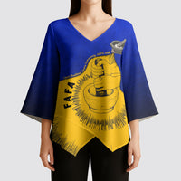 Kosrae Fafa Culinary Heritage Kimono Sleeve Blouse Kosraean Gold Taro Tradition Illustration With Coconut Leaves TS04 - Polynesian Pride