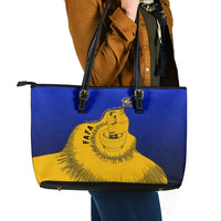 Kosrae Fafa Culinary Heritage Leather Tote Bag Kosraean Gold Taro Tradition Illustration With Coconut Leaves TS04 - Polynesian Pride