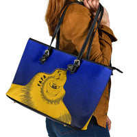 Kosrae Fafa Culinary Heritage Leather Tote Bag Kosraean Gold Taro Tradition Illustration With Coconut Leaves TS04 - Polynesian Pride