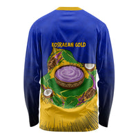 Kosrae Fafa Culinary Heritage Long Sleeve Shirt Kosraean Gold Taro Tradition Illustration With Coconut Leaves TS04 - Polynesian Pride