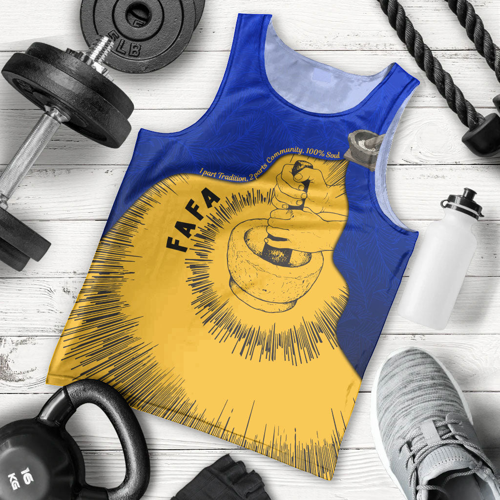 Kosrae Fafa Culinary Heritage Men Tank Top Kosraean Gold Taro Tradition Illustration With Coconut Leaves TS04 - Polynesian Pride