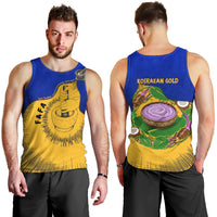 Kosrae Fafa Culinary Heritage Men Tank Top Kosraean Gold Taro Tradition Illustration With Coconut Leaves TS04 - Polynesian Pride