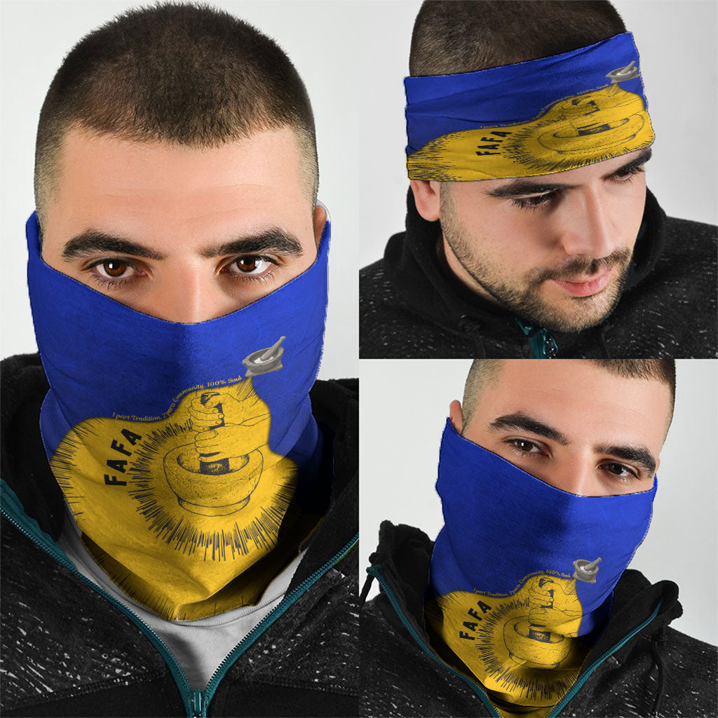 Kosrae Fafa Culinary Heritage Neck Gaiter Kosraean Gold Taro Tradition Illustration With Coconut Leaves TS04 - Polynesian Pride