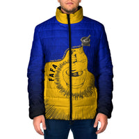 Kosrae Fafa Culinary Heritage Padded Jacket Kosraean Gold Taro Tradition Illustration With Coconut Leaves TS04 Men Blue Yellow - Polynesian Pride
