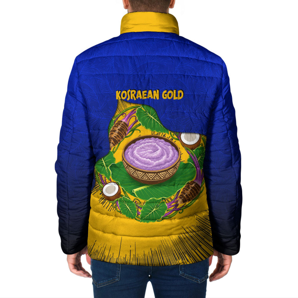 Kosrae Fafa Culinary Heritage Padded Jacket Kosraean Gold Taro Tradition Illustration With Coconut Leaves TS04 - Polynesian Pride
