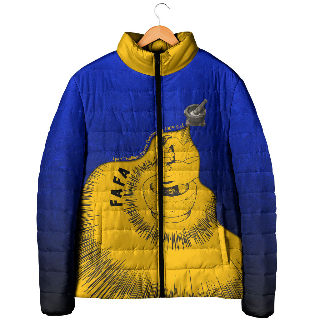 Kosrae Fafa Culinary Heritage Padded Jacket Kosraean Gold Taro Tradition Illustration With Coconut Leaves TS04 - Polynesian Pride