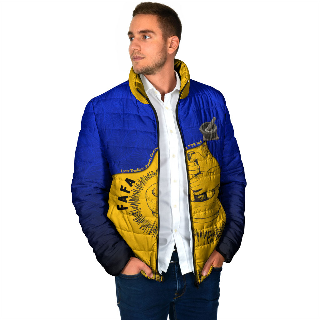 Kosrae Fafa Culinary Heritage Padded Jacket Kosraean Gold Taro Tradition Illustration With Coconut Leaves TS04 - Polynesian Pride