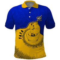Kosrae Fafa Culinary Heritage Polo Shirt Kosraean Gold Taro Tradition Illustration With Coconut Leaves TS04 Blue Yellow - Polynesian Pride