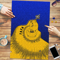 Kosrae Fafa Culinary Heritage Puzzle Kosraean Gold Taro Tradition Illustration With Coconut Leaves TS04 Blue Yellow - Polynesian Pride