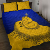 Kosrae Fafa Culinary Heritage Quilt Bed Set Kosraean Gold Taro Tradition Illustration With Coconut Leaves TS04 Blue Yellow - Polynesian Pride