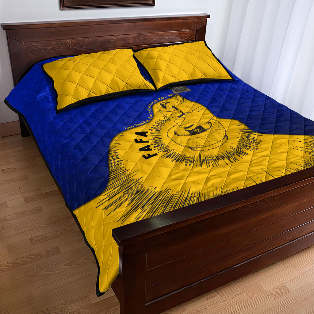 Kosrae Fafa Culinary Heritage Quilt Bed Set Kosraean Gold Taro Tradition Illustration With Coconut Leaves TS04 - Polynesian Pride