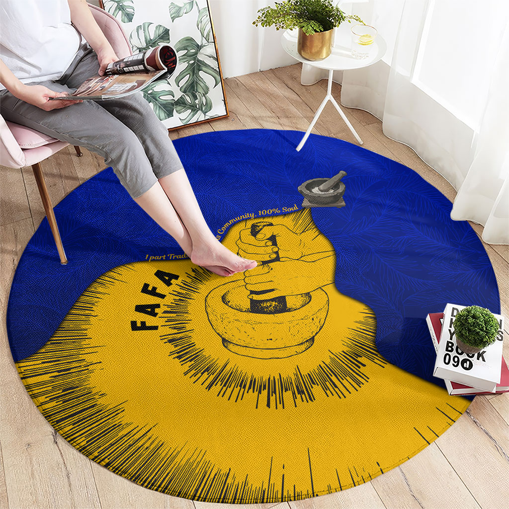 Kosrae Fafa Culinary Heritage Round Carpet Kosraean Gold Taro Tradition Illustration With Coconut Leaves TS04 - Polynesian Pride