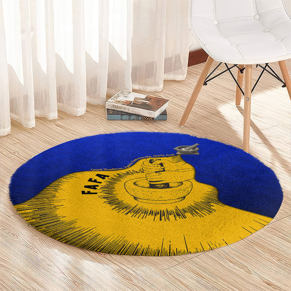 Kosrae Fafa Culinary Heritage Round Carpet Kosraean Gold Taro Tradition Illustration With Coconut Leaves TS04 - Polynesian Pride