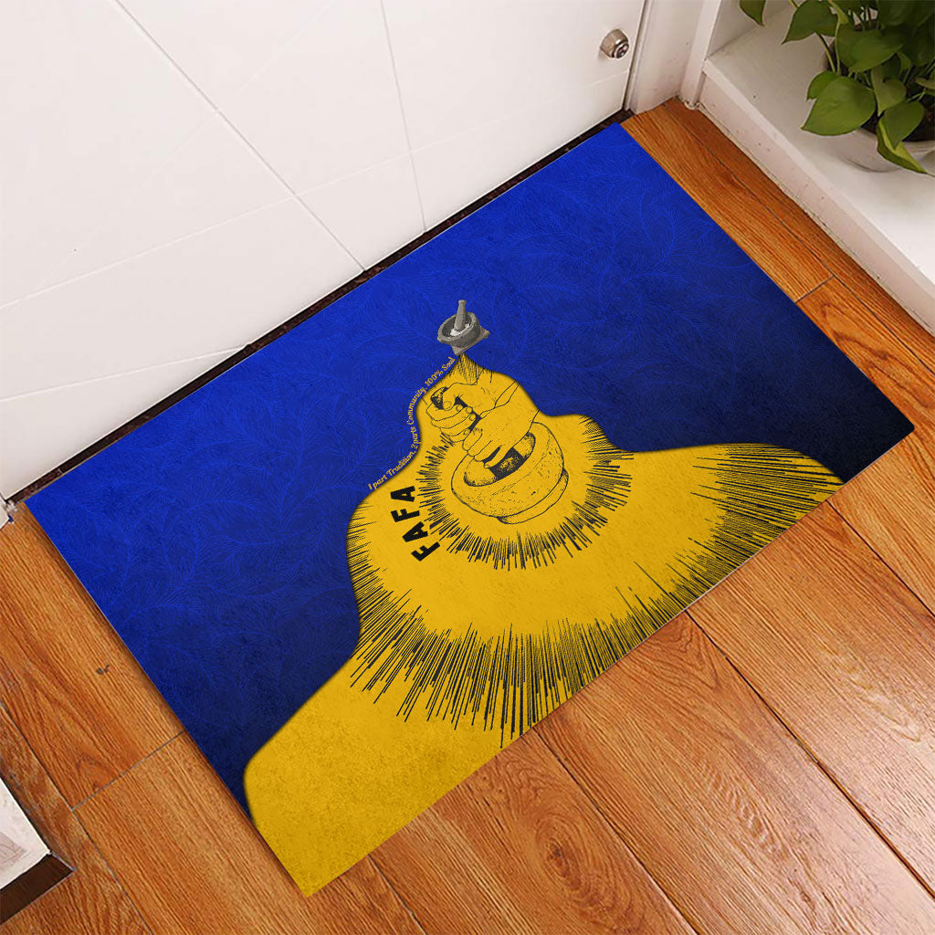 Kosrae Fafa Culinary Heritage Rubber Doormat Kosraean Gold Taro Tradition Illustration With Coconut Leaves TS04 - Polynesian Pride
