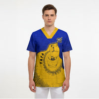 Kosrae Fafa Culinary Heritage Scrub Top Kosraean Gold Taro Tradition Illustration With Coconut Leaves TS04 - Polynesian Pride