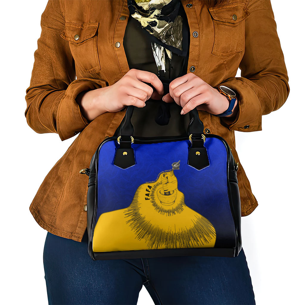Kosrae Fafa Culinary Heritage Shoulder Handbag Kosraean Gold Taro Tradition Illustration With Coconut Leaves TS04 - Polynesian Pride