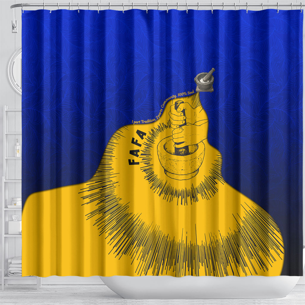 Kosrae Fafa Culinary Heritage Shower Curtain Kosraean Gold Taro Tradition Illustration With Coconut Leaves TS04 - Polynesian Pride