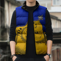 Kosrae Fafa Culinary Heritage Sleeveless Puffer Jacket Kosraean Gold Taro Tradition Illustration With Coconut Leaves TS04 - Polynesian Pride