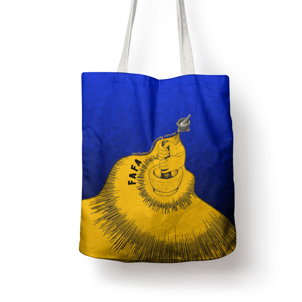 Kosrae Fafa Culinary Heritage Tote Bag Kosraean Gold Taro Tradition Illustration With Coconut Leaves TS04 - Polynesian Pride