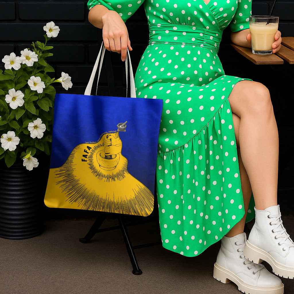 Kosrae Fafa Culinary Heritage Tote Bag Kosraean Gold Taro Tradition Illustration With Coconut Leaves TS04 - Polynesian Pride