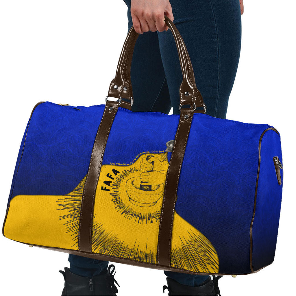 Kosrae Fafa Culinary Heritage Travel Bag Kosraean Gold Taro Tradition Illustration With Coconut Leaves TS04 - Polynesian Pride
