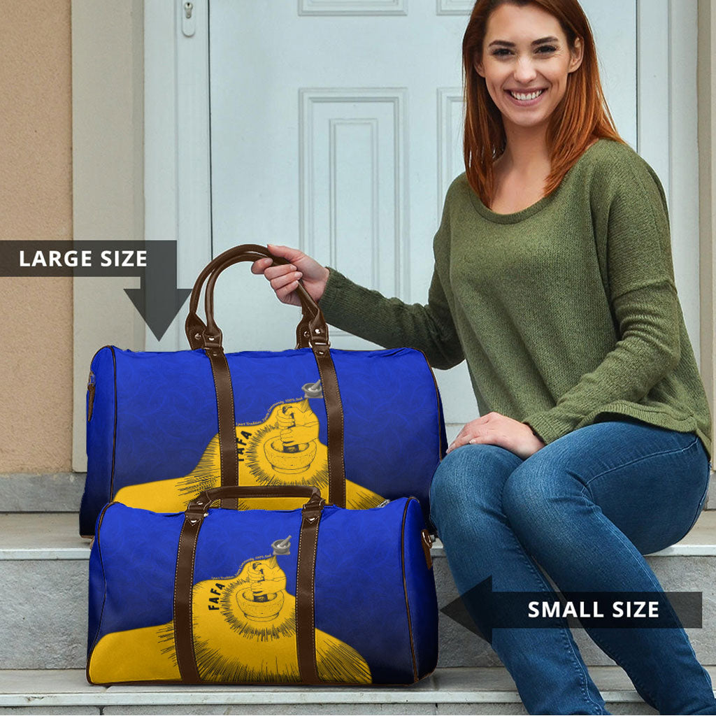 Kosrae Fafa Culinary Heritage Travel Bag Kosraean Gold Taro Tradition Illustration With Coconut Leaves TS04 - Polynesian Pride