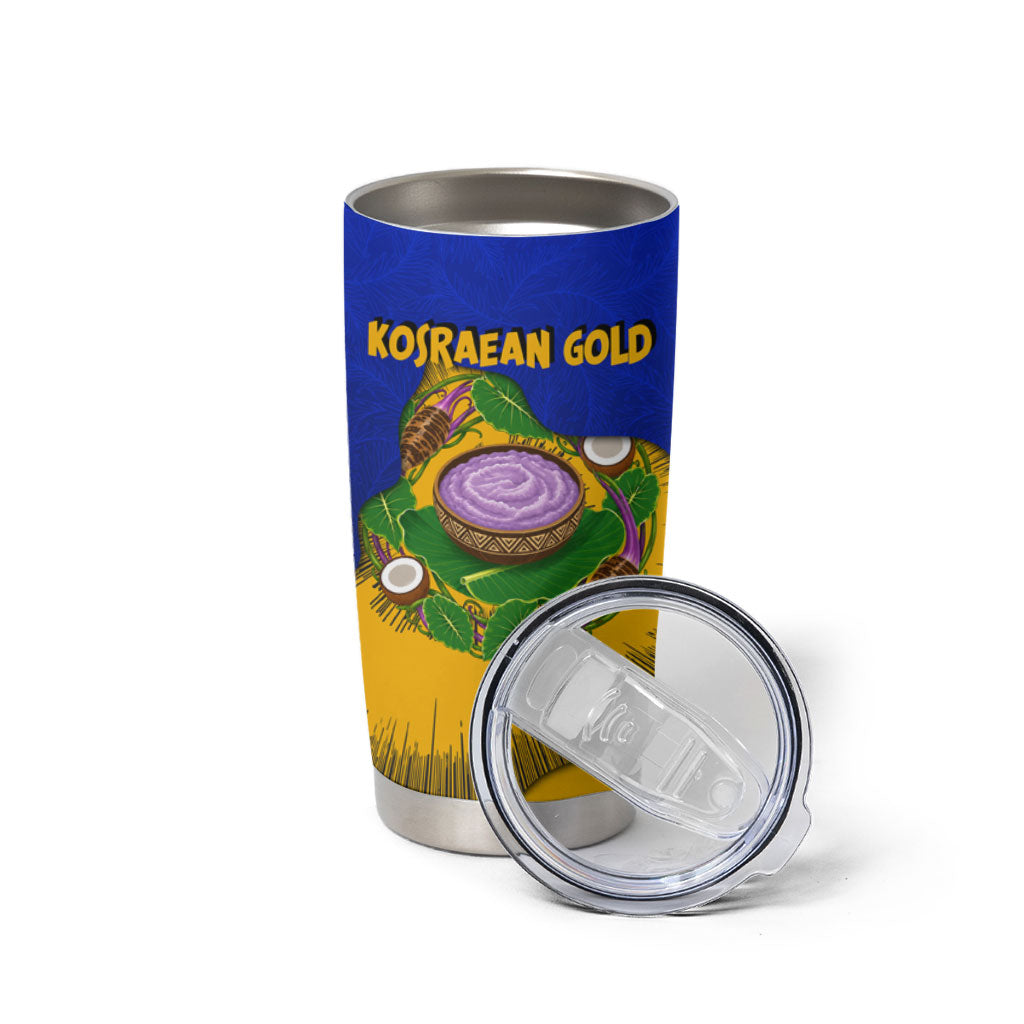 Kosrae Fafa Culinary Heritage Tumbler Cup Kosraean Gold Taro Tradition Illustration With Coconut Leaves TS04 - Polynesian Pride