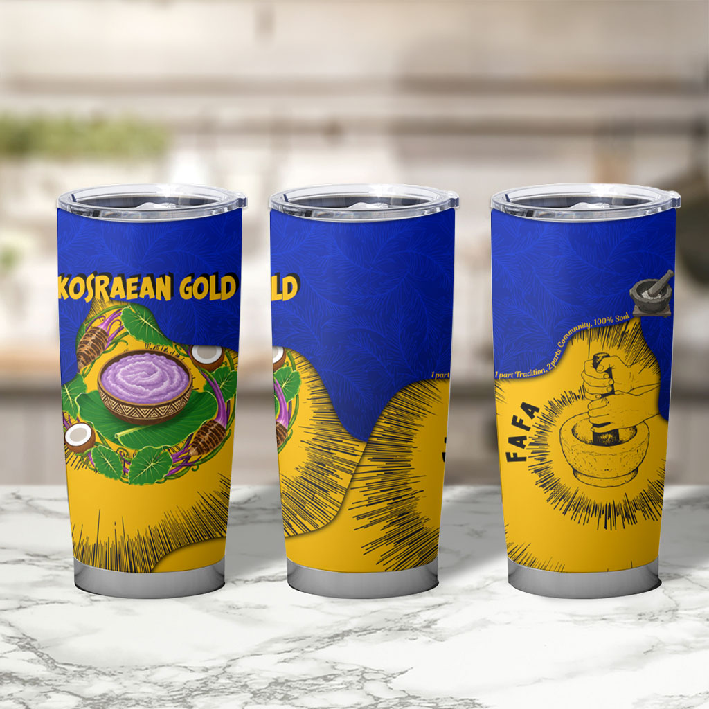 Kosrae Fafa Culinary Heritage Tumbler Cup Kosraean Gold Taro Tradition Illustration With Coconut Leaves TS04 - Polynesian Pride