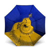 Kosrae Fafa Culinary Heritage Umbrella Kosraean Gold Taro Tradition Illustration With Coconut Leaves TS04 One Size Folded 11.42 inch Opened Diameter 37.4 inch Blue Yellow - Polynesian Pride