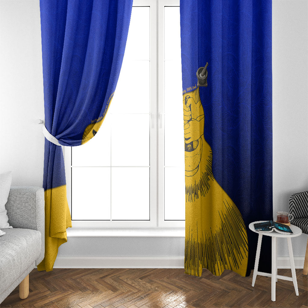 Kosrae Fafa Culinary Heritage Window Curtain Kosraean Gold Taro Tradition Illustration With Coconut Leaves TS04 - Polynesian Pride