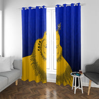 Kosrae Fafa Culinary Heritage Window Curtain Kosraean Gold Taro Tradition Illustration With Coconut Leaves TS04 With Grommets Blue Yellow - Polynesian Pride