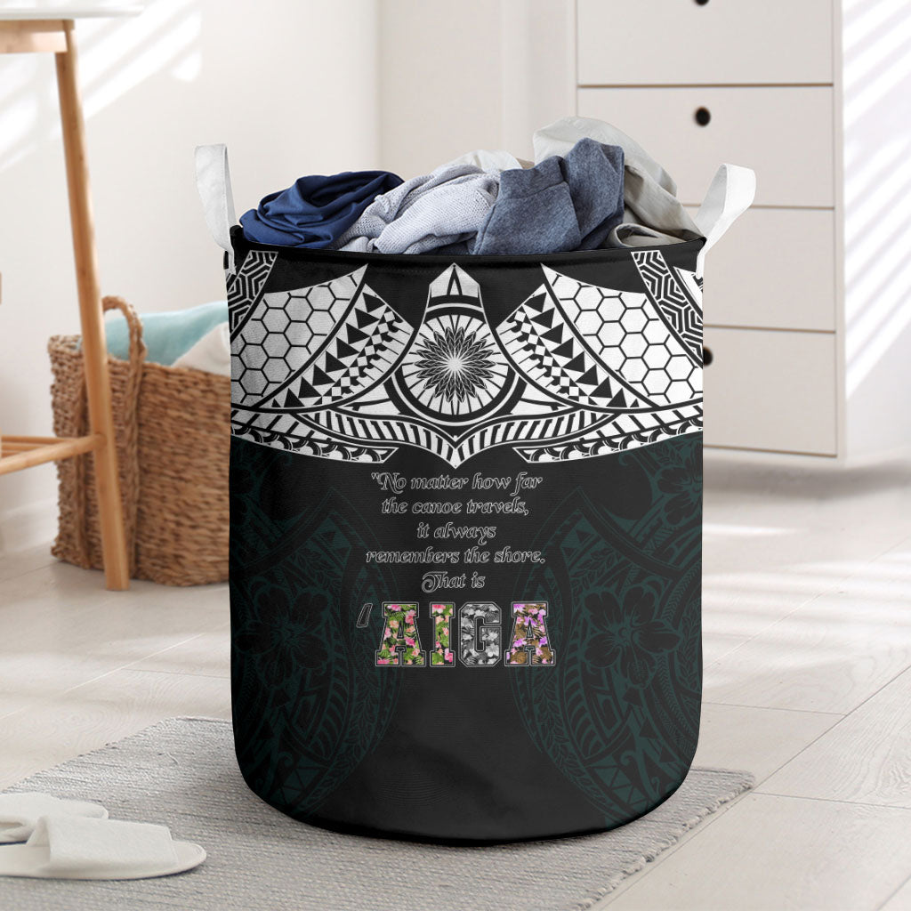 AIGA Always In Gods Arms Samoa Laundry Basket Polynesian Tribal Tattoo Art Family Heritage Faith TS04 Black White - Polynesian Pride