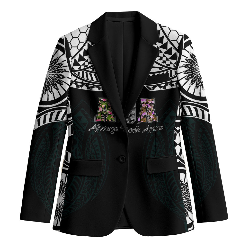 AIGA Always In Gods Arms Samoa Blazer Polynesian Tribal Tattoo Art Family Heritage Faith TS04 Unisex Black White - Polynesian Pride