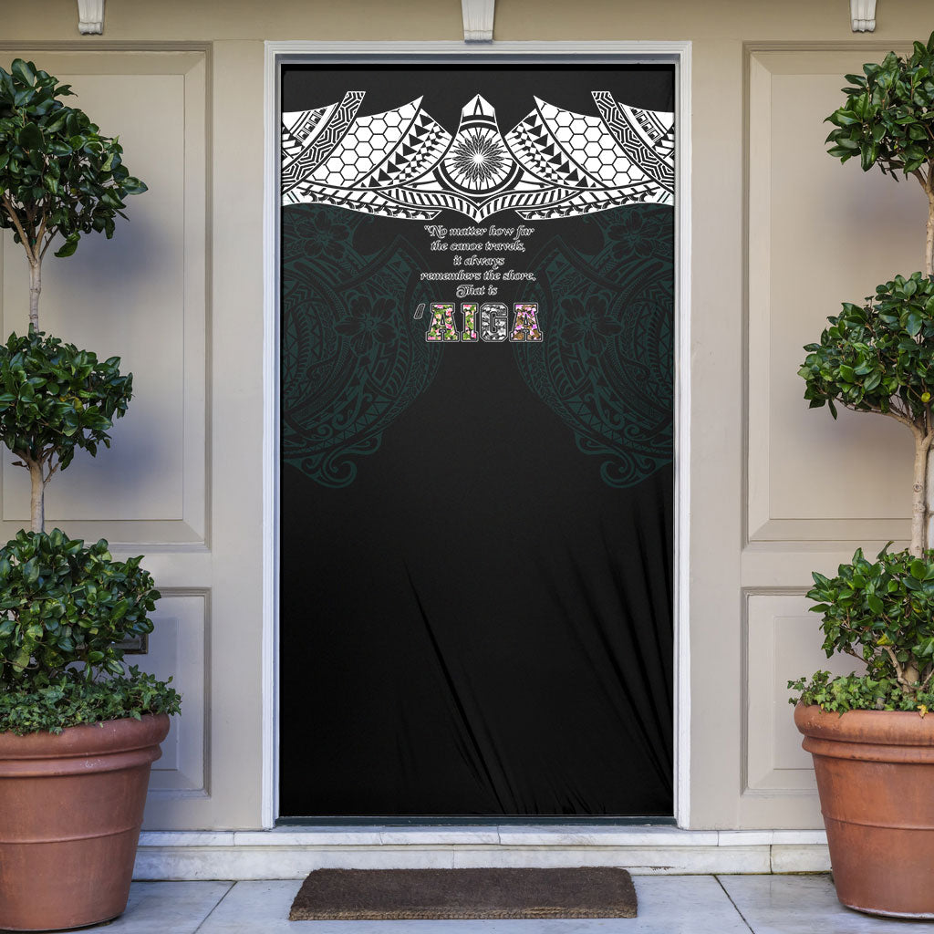 AIGA Always In Gods Arms Samoa Door Cover Polynesian Tribal Tattoo Art Family Heritage Faith TS04 Black White - Polynesian Pride