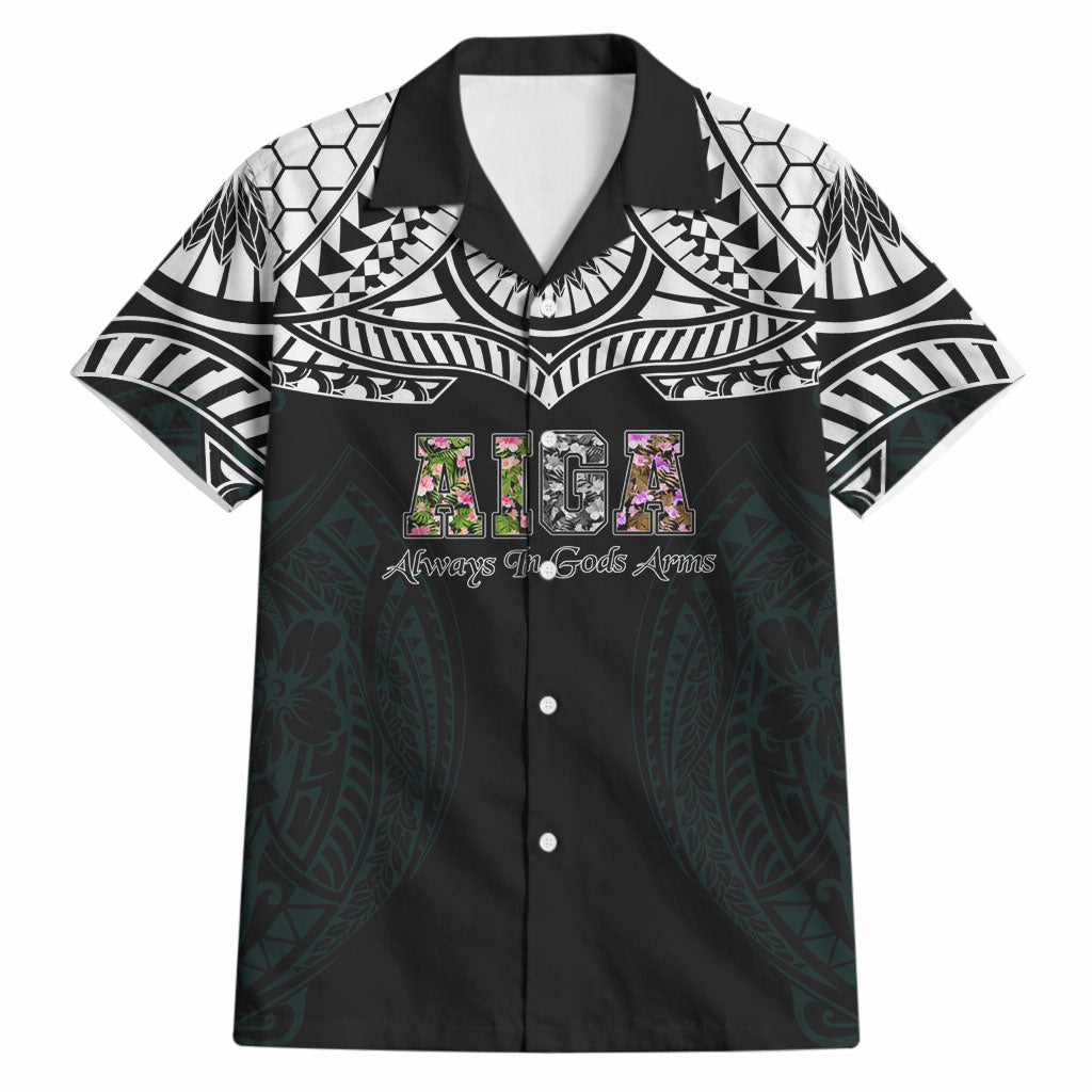 AIGA Always In Gods Arms Samoa Hawaiian Shirt Polynesian Tribal Tattoo Art Family Heritage Faith TS04 Black White - Polynesian Pride