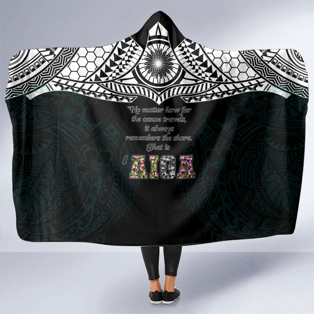 AIGA Always In Gods Arms Samoa Hooded Blanket Polynesian Tribal Tattoo Art Family Heritage Faith TS04 One Size Black White - Polynesian Pride