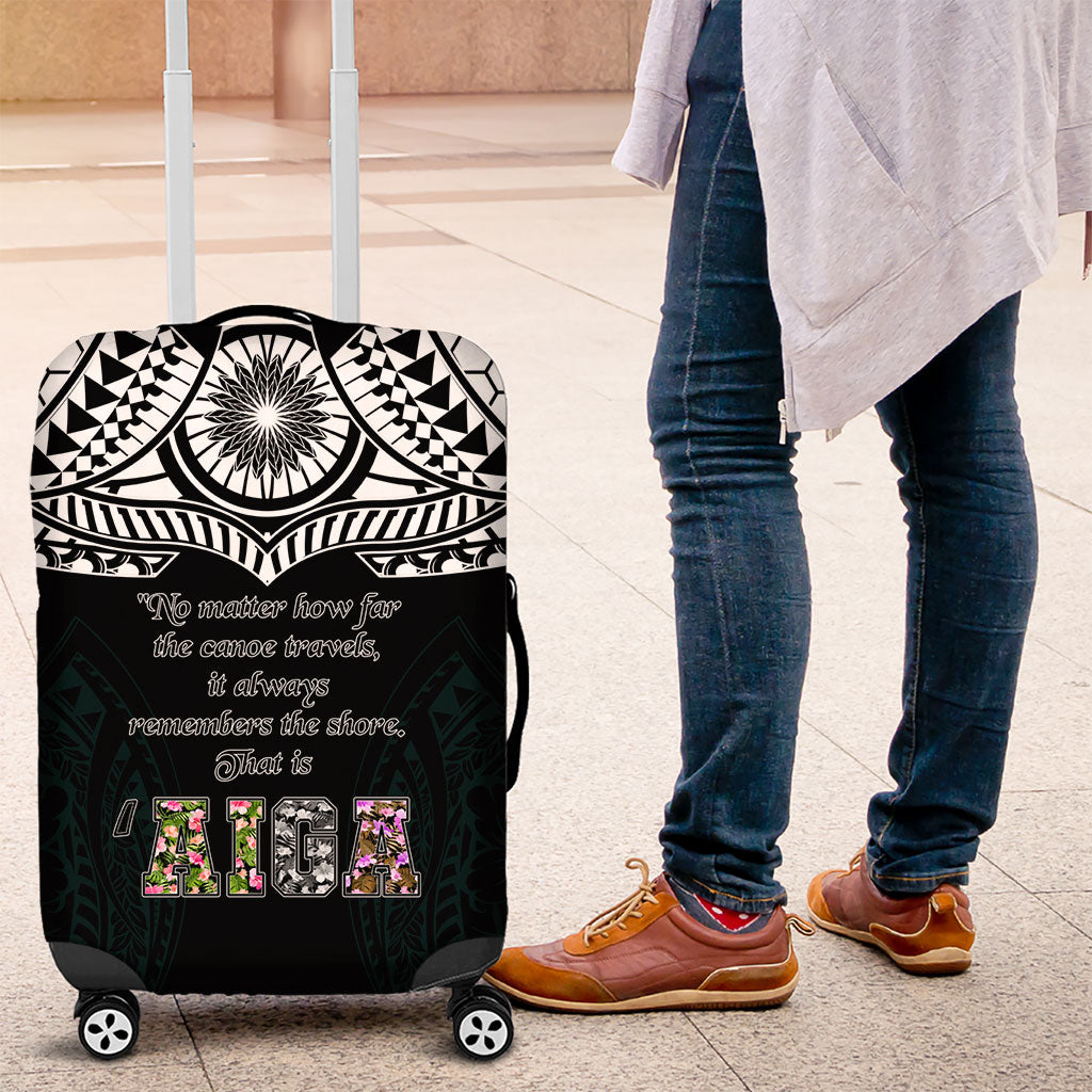 AIGA Always In Gods Arms Samoa Luggage Cover Polynesian Tribal Tattoo Art Family Heritage Faith TS04 Black White - Polynesian Pride