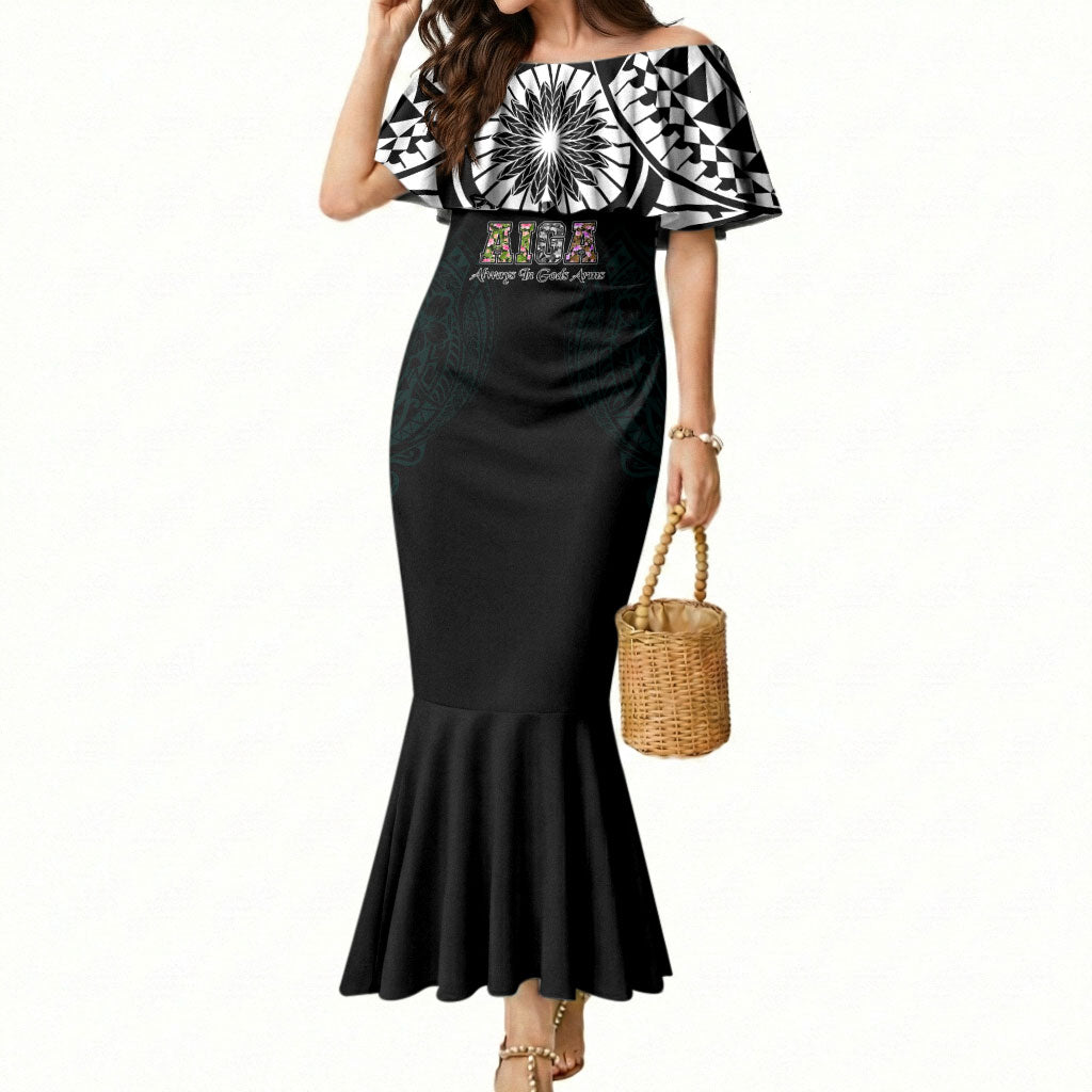 AIGA Always In Gods Arms Samoa Mermaid Dress Polynesian Tribal Tattoo Art Family Heritage Faith TS04 Women Black White - Polynesian Pride