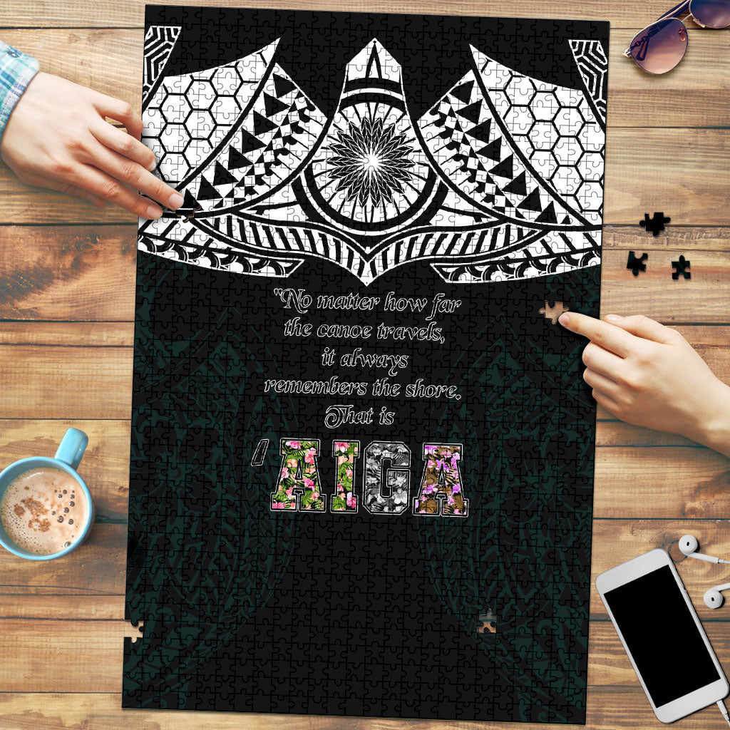 AIGA Always In Gods Arms Samoa Puzzle Polynesian Tribal Tattoo Art Family Heritage Faith TS04 Black White - Polynesian Pride